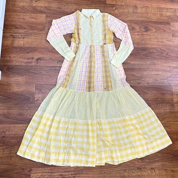 guadalupe designs Chelsea Yellow peasant shirt maxi Dress - Picture 3 of 8